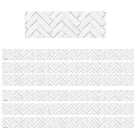 Teacher Created Resources Herringbone Straight Border Trim, White, 6PK TCR8514-6